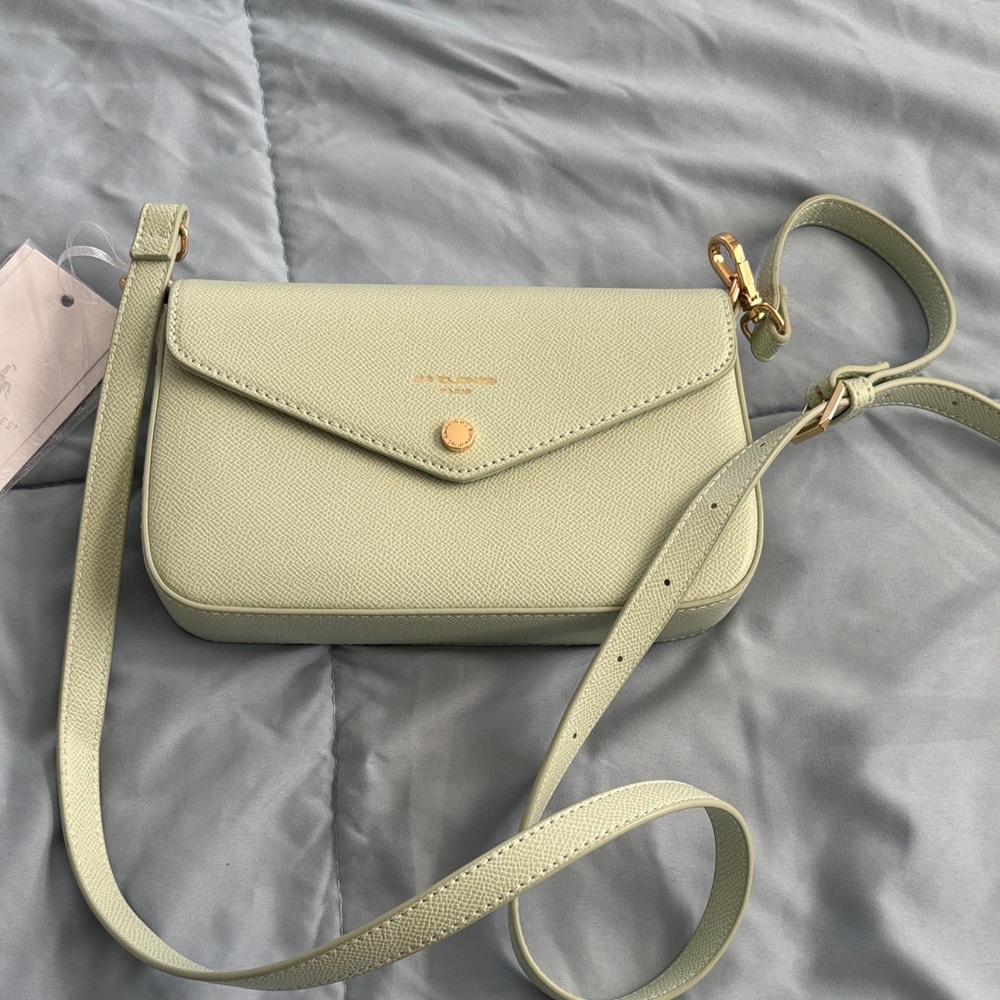 Light Sage Crossbody Bag with Gold Hardware